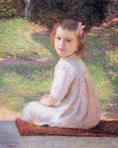 Perry, Lilla Calbot Girl with a Pink Bow Norge oil painting art